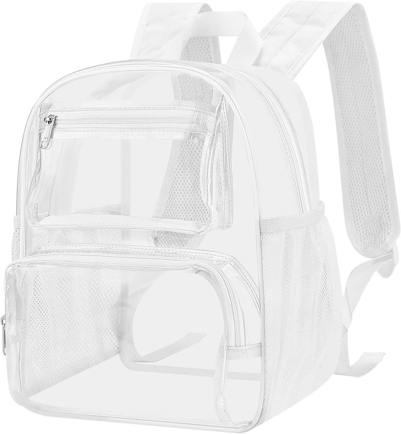 MAYTREE Small Clear Backpack Stadium Approved for Women and Men Clear Bag for Stadium Events Concert Sporting Festival, White - Image 1